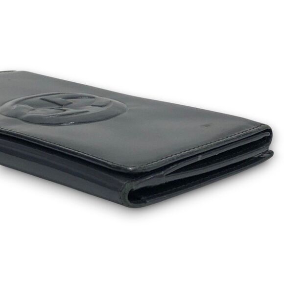Gucci (Authentic) Vintage Y2K Soho GG Black Patent Leather Long Wallet VGUC - Picture 4 of 11